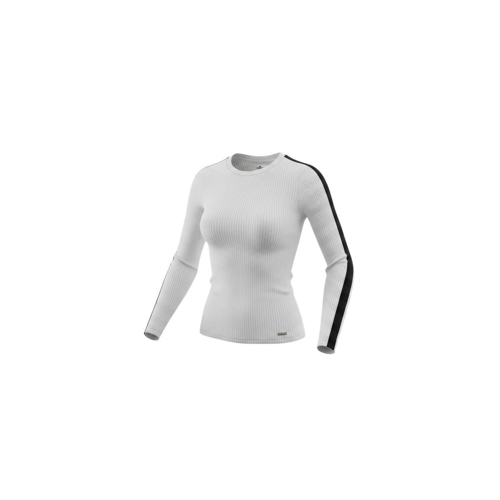 Hollister Long Sleeve Top Womens L White Ribbed Stripe Crew Neck